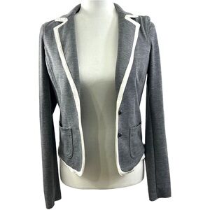 𝅺AEROPOSTALE Knit Blazer Jacket Womens Small P Gray White Long Sleeve Pockets
